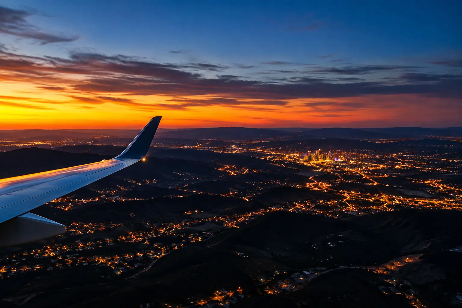 San Antonio lights seen from a private jet