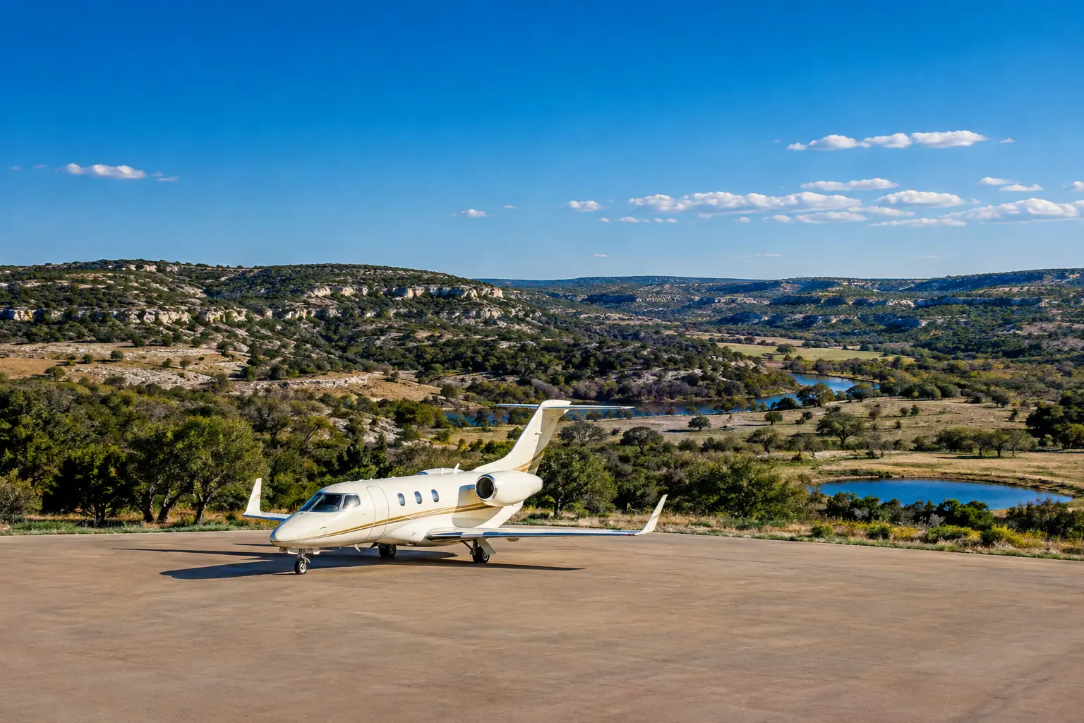 Light jet waiting on an empty ramp