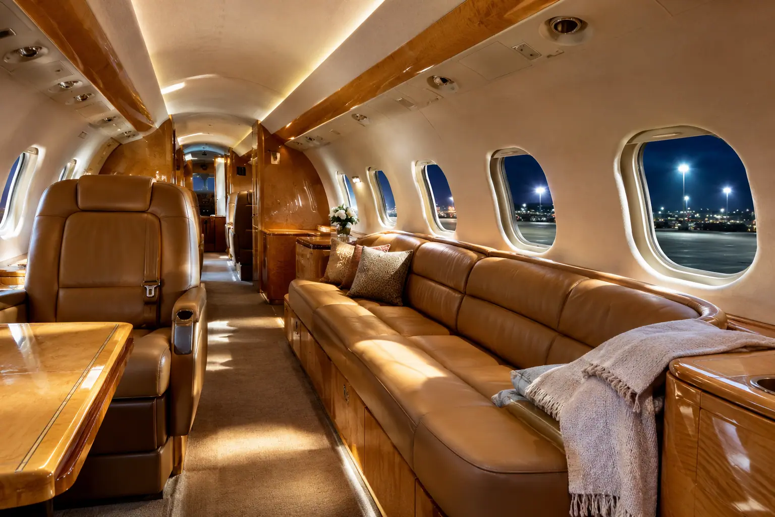 Midsize jet cabin interior
