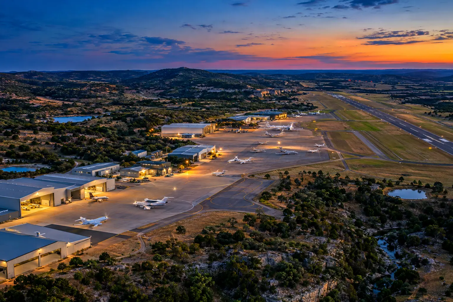 Business aviation ramp near San Antonio