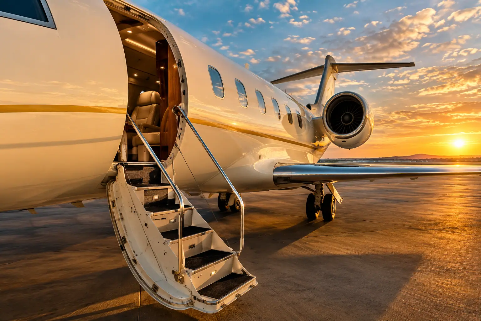 Open airstair of a private jet