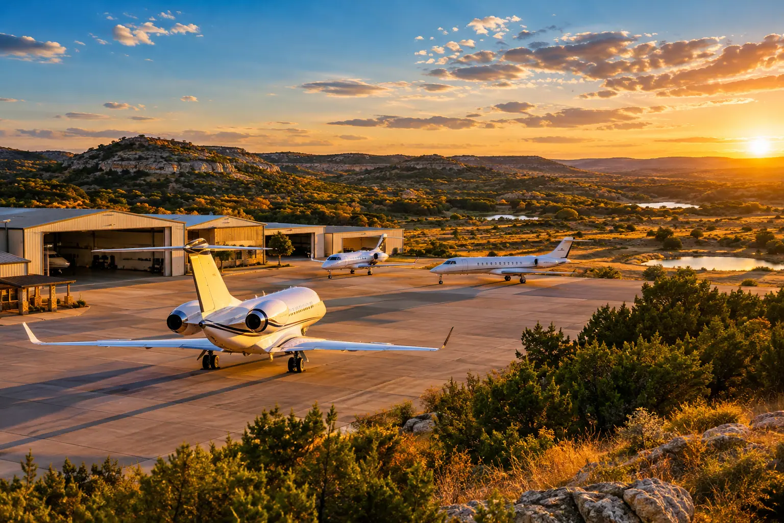 Private jets at Stinson Municipal Airport