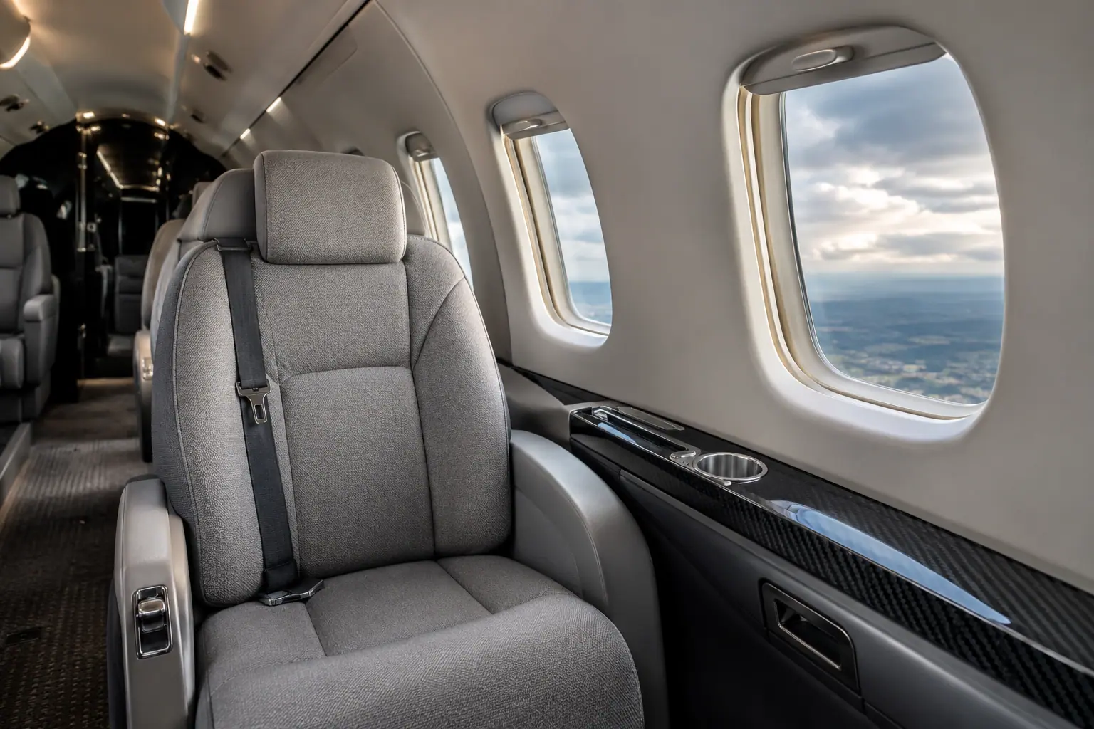Light jet cabin interior